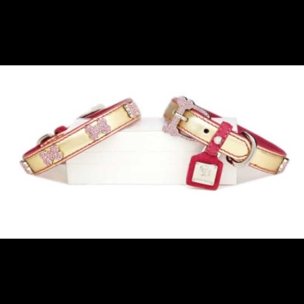 ✨Luxe Doggie✨ Chrome-Bones GoLd Pink Collar!!